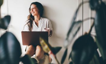 Businesswoman working at home