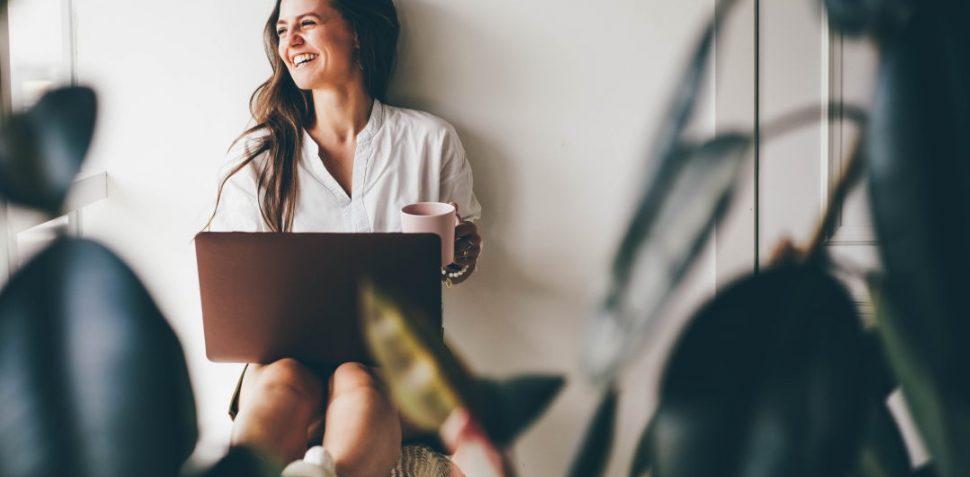 Businesswoman working at home